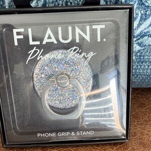 Flaunt Glitter Phone Ring Grip & Stand - Silver Sparkle